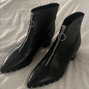 Kurt Geiger Black Ankle Boots with Silver Accents
